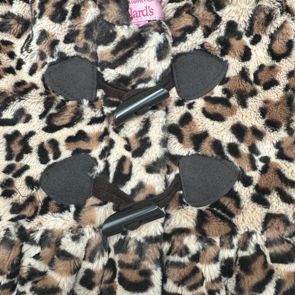 Copper Key Dillard's Girl's Leopard Print Faux Fur Hooded Toggle Jacket Size 2/3 - Picture 4 of 9